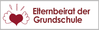 Neues Logo des Elternbeirats der Grundschule: Links ein geflügeltes Herz, rechts der Schriftzug 'Elternbeirat der Grundschule'